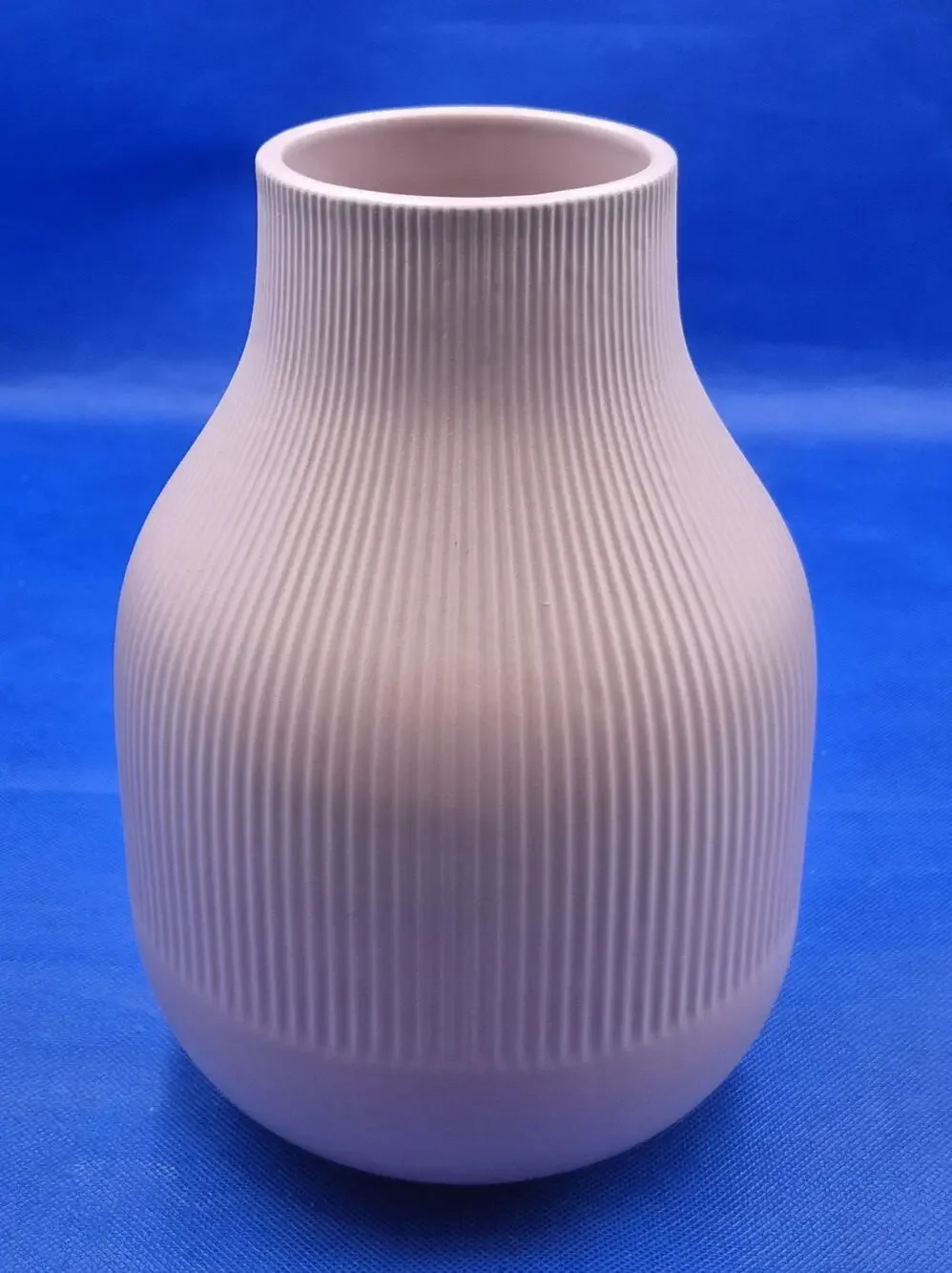 IKEA Gradvis Matte Pink Blush Ribbed Ceramic Vase 9.25